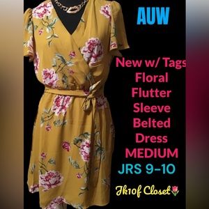 LOWEST🌺 NWT AUW Jrs 9-10 FLORAL BELTED DRESS